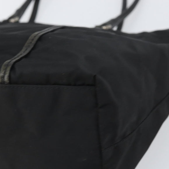 PRADA Tote Bag Nylon Black Silver Auth 170131