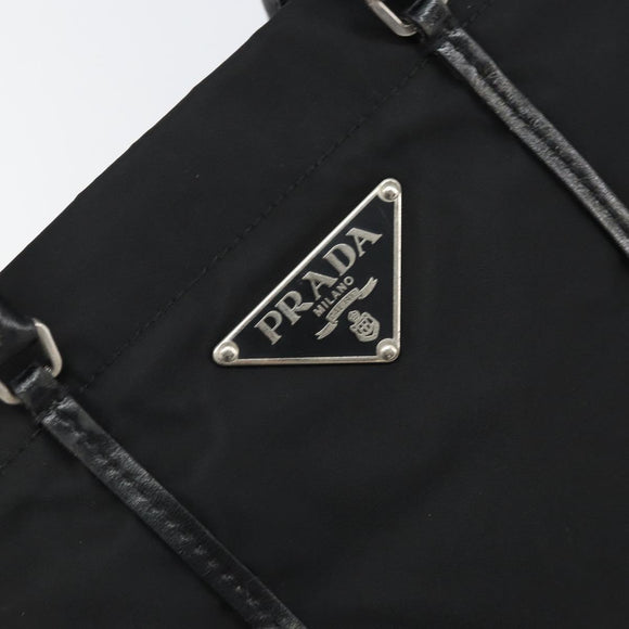 PRADA Tote Bag Nylon Black Silver Auth 170131
