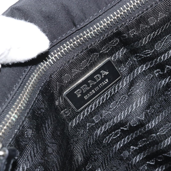 PRADA Tote Bag Nylon Black Silver Auth 170131