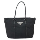 PRADA Tote Bag Nylon Black Silver Auth 170131-13