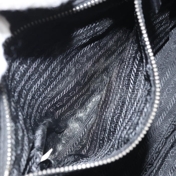 PRADA Tote Bag Nylon Black Silver Auth 170131