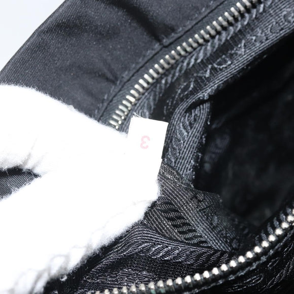 PRADA Tote Bag Nylon Black Silver Auth 170131