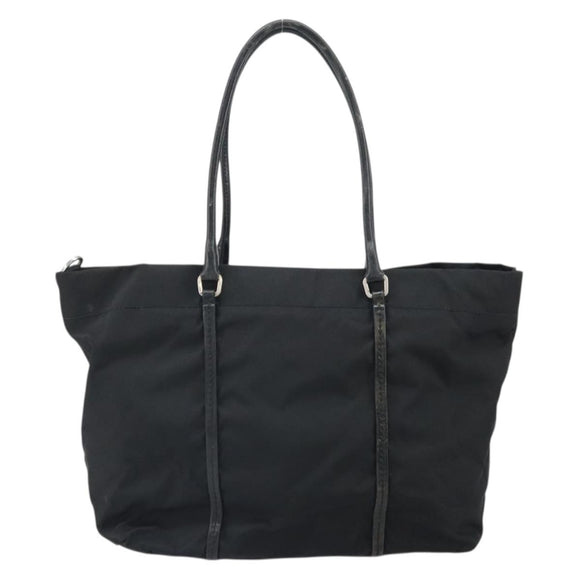 PRADA Tote Bag Nylon Black Silver Auth 170131