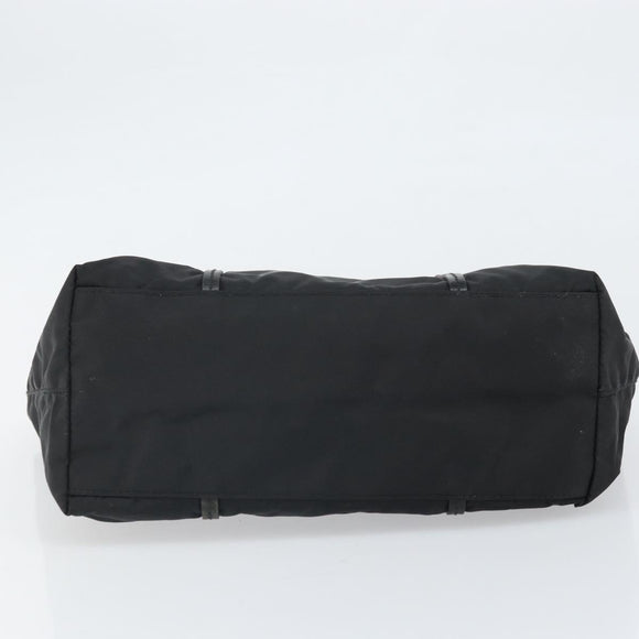 PRADA Tote Bag Nylon Black Silver Auth 170131