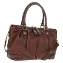 GUCCI Diamante Hand Bag Leather 2way Brown Gold 247902 Auth 170133V-1