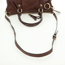GUCCI Diamante Hand Bag Leather 2way Brown Gold 247902 Auth 170133V-9
