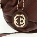 GUCCI Diamante Hand Bag Leather 2way Brown Gold 247902 Auth 170133V-21