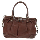 GUCCI Diamante Hand Bag Leather 2way Brown Gold 247902 Auth 170133V-13