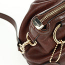 GUCCI Diamante Hand Bag Leather 2way Brown Gold 247902 Auth 170133V-23