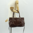 GUCCI Diamante Hand Bag Leather 2way Brown Gold 247902 Auth 170133V-29
