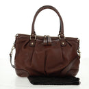 GUCCI Diamante Hand Bag Leather 2way Brown Gold 247902 Auth 170133V-12