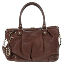 GUCCI Diamante Hand Bag Leather 2way Brown Gold 247902 Auth 170133V-3