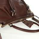 GUCCI Diamante Hand Bag Leather 2way Brown Gold 247902 Auth 170133V-7