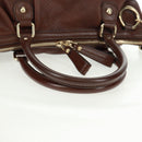 GUCCI Diamante Hand Bag Leather 2way Brown Gold 247902 Auth 170133V-8