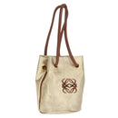 LOEWE Anagram Shoulder Bag Leather Gold Auth 170134-1