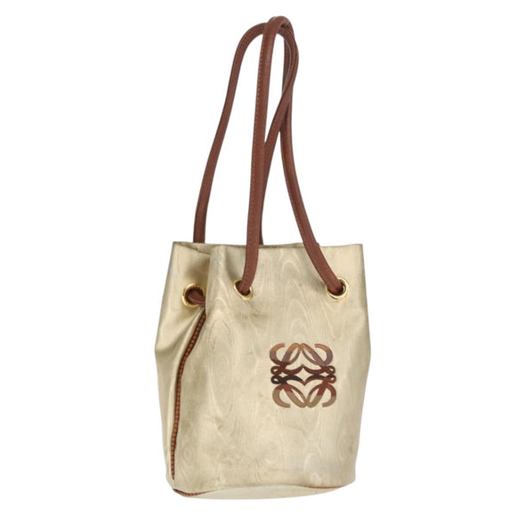 LOEWE Anagram Shoulder Bag Leather Gold Auth 170134