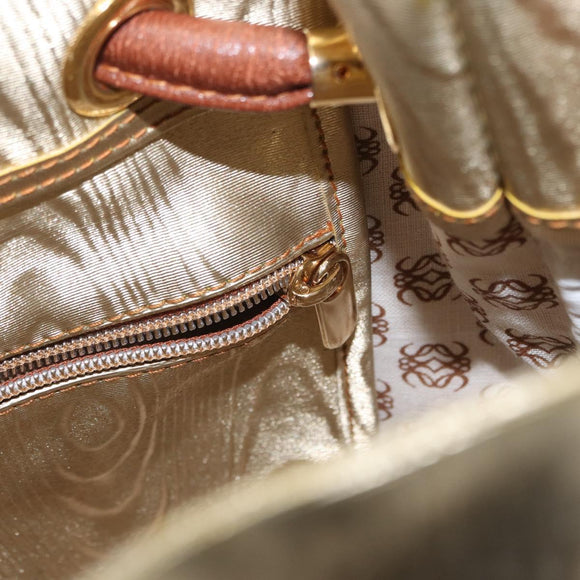 LOEWE Anagram Shoulder Bag Leather Gold Auth 170134