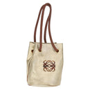 LOEWE Anagram Shoulder Bag Leather Gold Auth 170134-13