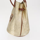LOEWE Anagram Shoulder Bag Leather Gold Auth 170134-3