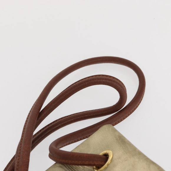 LOEWE Anagram Shoulder Bag Leather Gold Auth 170134