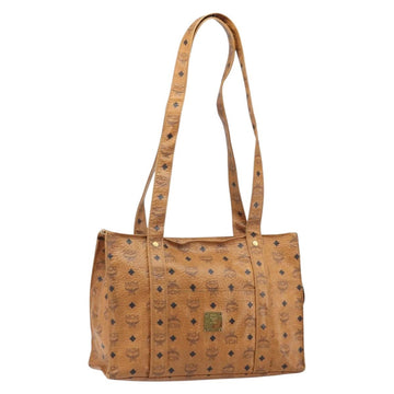 MCM Logogram Vicetos Tote Bag PVC Brown Gold Auth 170245