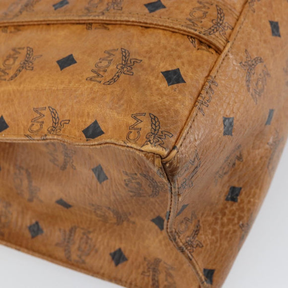 MCM Logogram Vicetos Tote Bag PVC Brown Gold Auth 170245
