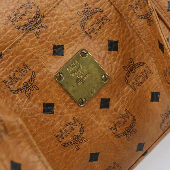 MCM Logogram Vicetos Tote Bag PVC Brown Gold Auth 170245