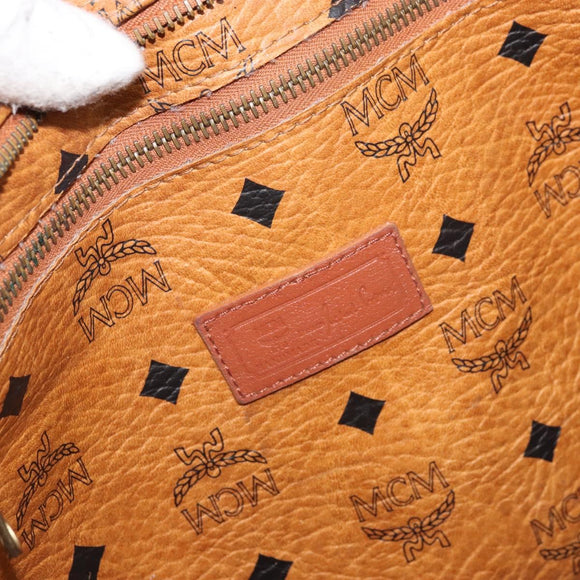 MCM Logogram Vicetos Tote Bag PVC Brown Gold Auth 170245