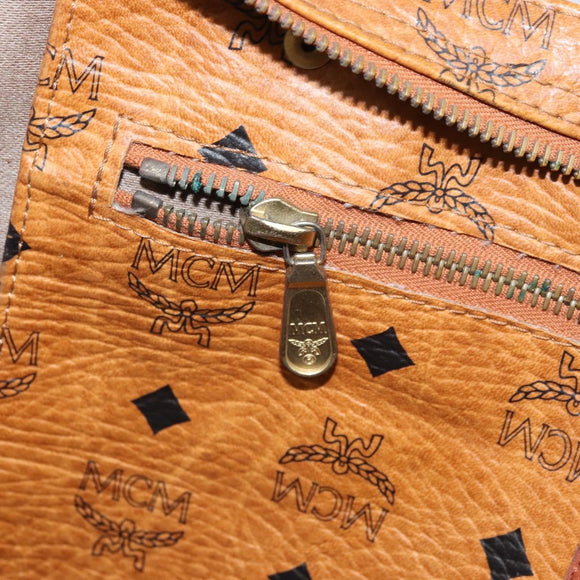 MCM Logogram Vicetos Tote Bag PVC Brown Gold Auth 170245