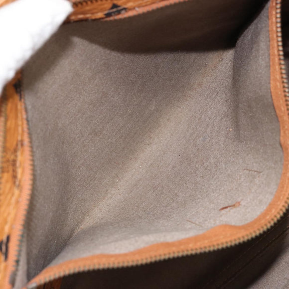 MCM Logogram Vicetos Tote Bag PVC Brown Gold Auth 170245