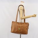 MCM Logogram Vicetos Tote Bag PVC Brown Gold Auth 170245-22