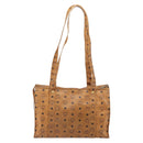 MCM Logogram Vicetos Tote Bag PVC Brown Gold Auth 170245-2