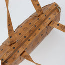 MCM Logogram Vicetos Tote Bag PVC Brown Gold Auth 170245-6