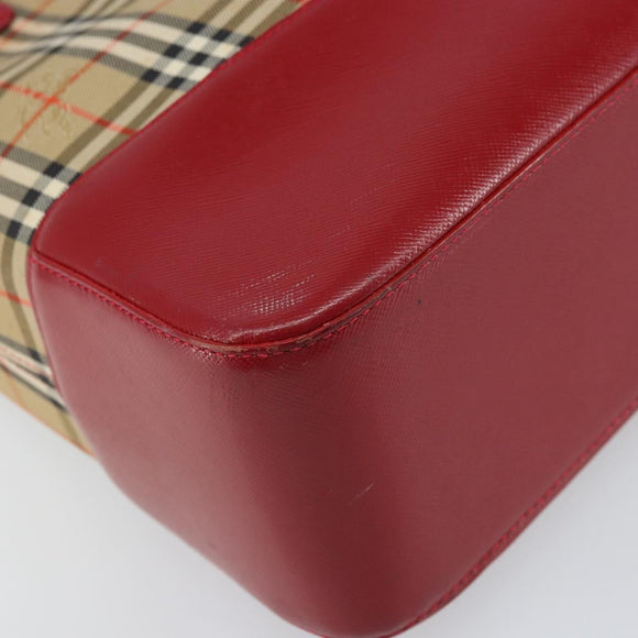 BURBERRY Nova Check Tote Bag Canvas Beige Gold Auth 170246