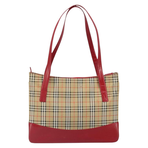 BURBERRY Nova Check Tote Bag Canvas Beige Gold Auth 170246