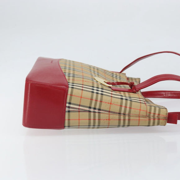 BURBERRY Nova Check Tote Bag Canvas Beige Gold Auth 170246