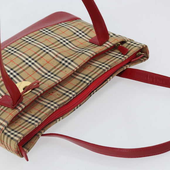 BURBERRY Nova Check Tote Bag Canvas Beige Gold Auth 170246