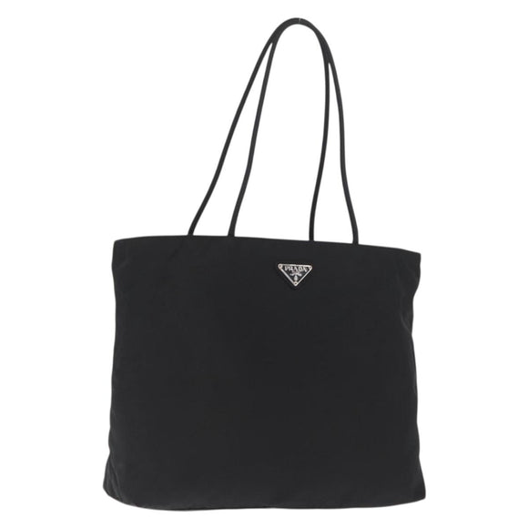 PRADA Tote Bag Nylon Black Silver Auth 170249V