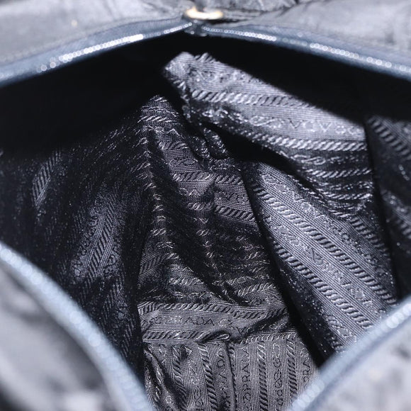 PRADA Tote Bag Nylon Black Silver Auth 170249V