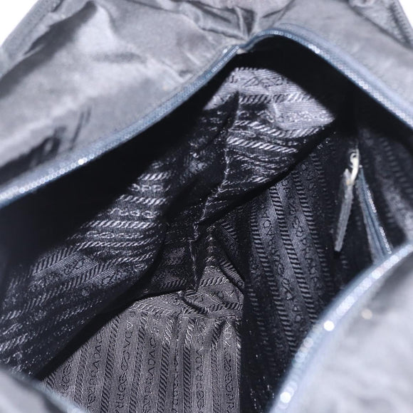 PRADA Tote Bag Nylon Black Silver Auth 170249V