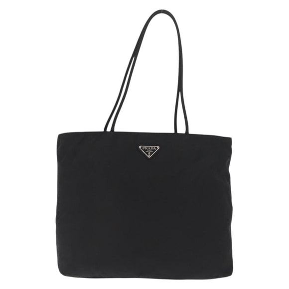 PRADA Tote Bag Nylon Black Silver Auth 170249V