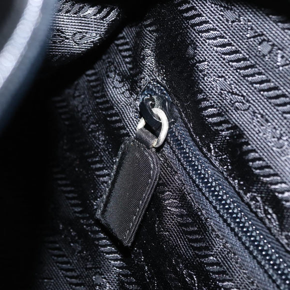 PRADA Tote Bag Nylon Black Silver Auth 170249V