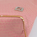 FENDI Zucchino Canvas Tote Bag Pink Silver Auth 170255-9