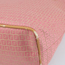 FENDI Zucchino Canvas Tote Bag Pink Silver Auth 170255-15