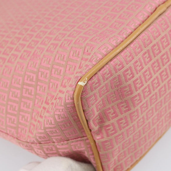 FENDI Zucchino Canvas Tote Bag Pink Silver Auth 170255