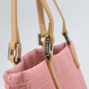 FENDI Zucchino Canvas Tote Bag Pink Silver Auth 170255-10