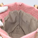 FENDI Zucchino Canvas Tote Bag Pink Silver Auth 170255-21