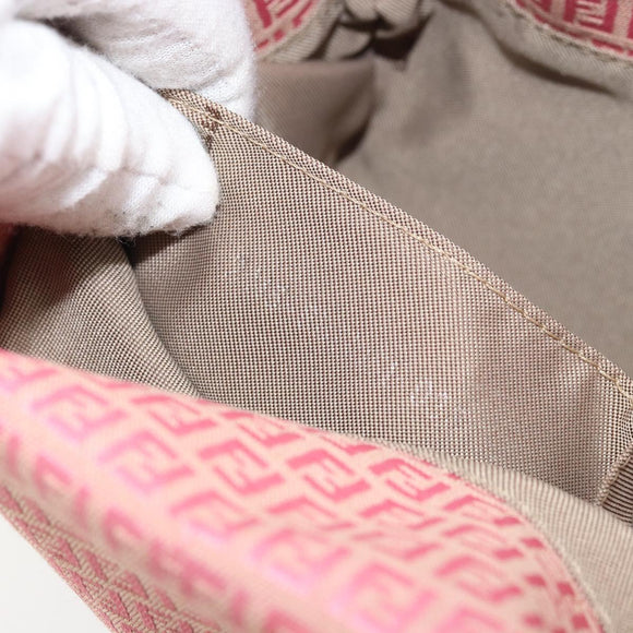 FENDI Zucchino Canvas Tote Bag Pink Silver Auth 170255