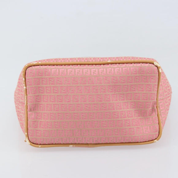 FENDI Zucchino Canvas Tote Bag Pink Silver Auth 170255