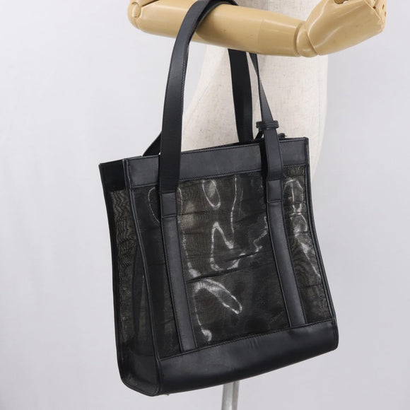 GUCCI Mesh Hand Bag Leather Black 002 1705 0405 Auth 170256